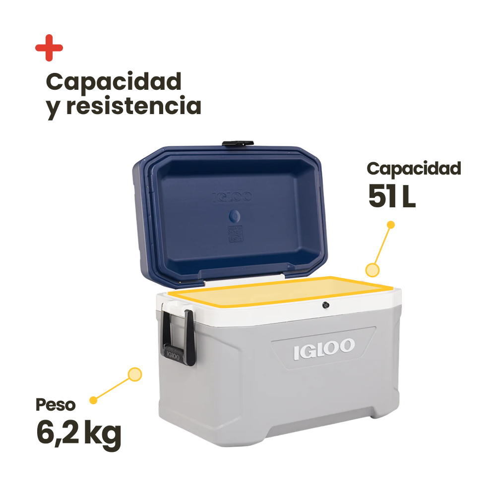 Nevera rígida portátil Igloo Latitude 54 Maxcold, 51 litros