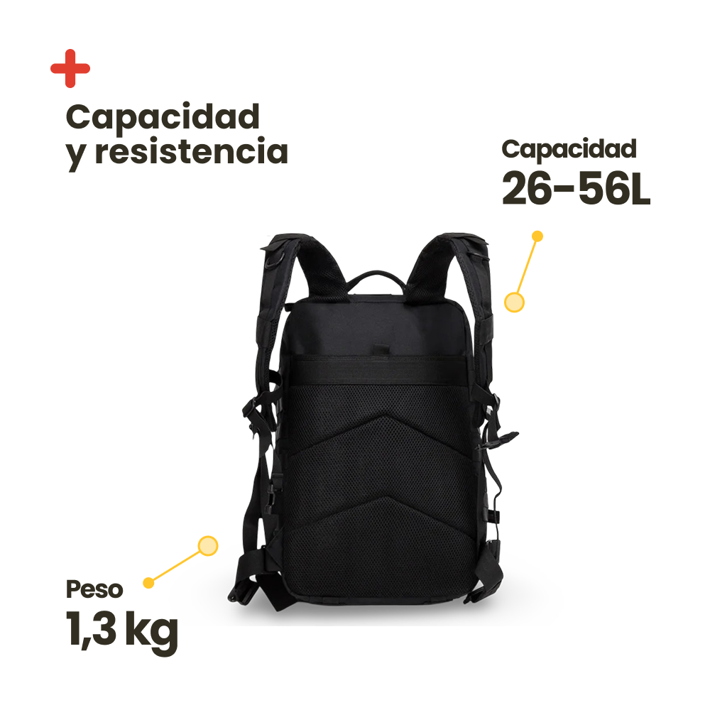 Mochila Táctica estilo Militar. 56L Negra