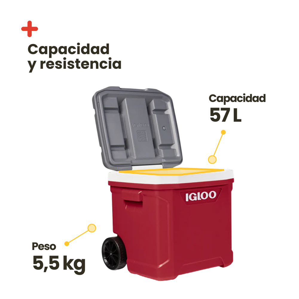Nevera Portatil IGLOO Latitude 60 ROLLER ROJA