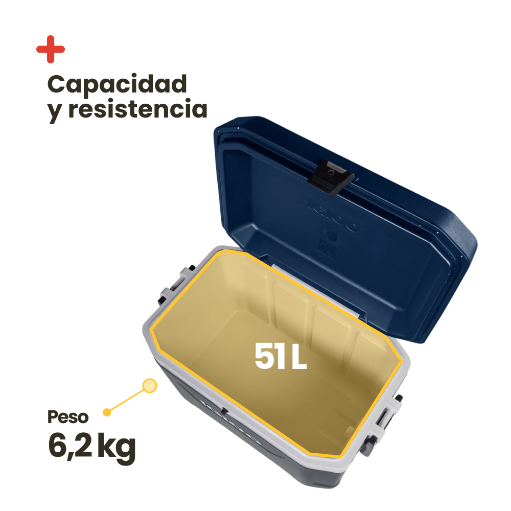 Nevera rígida portátil Igloo Latitude 54 Maxcold, 51 litros Carbon