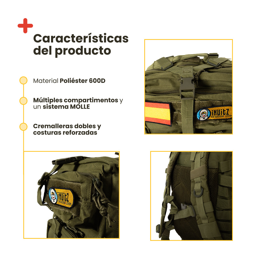Mochila táctica estilo militar verde. 56L