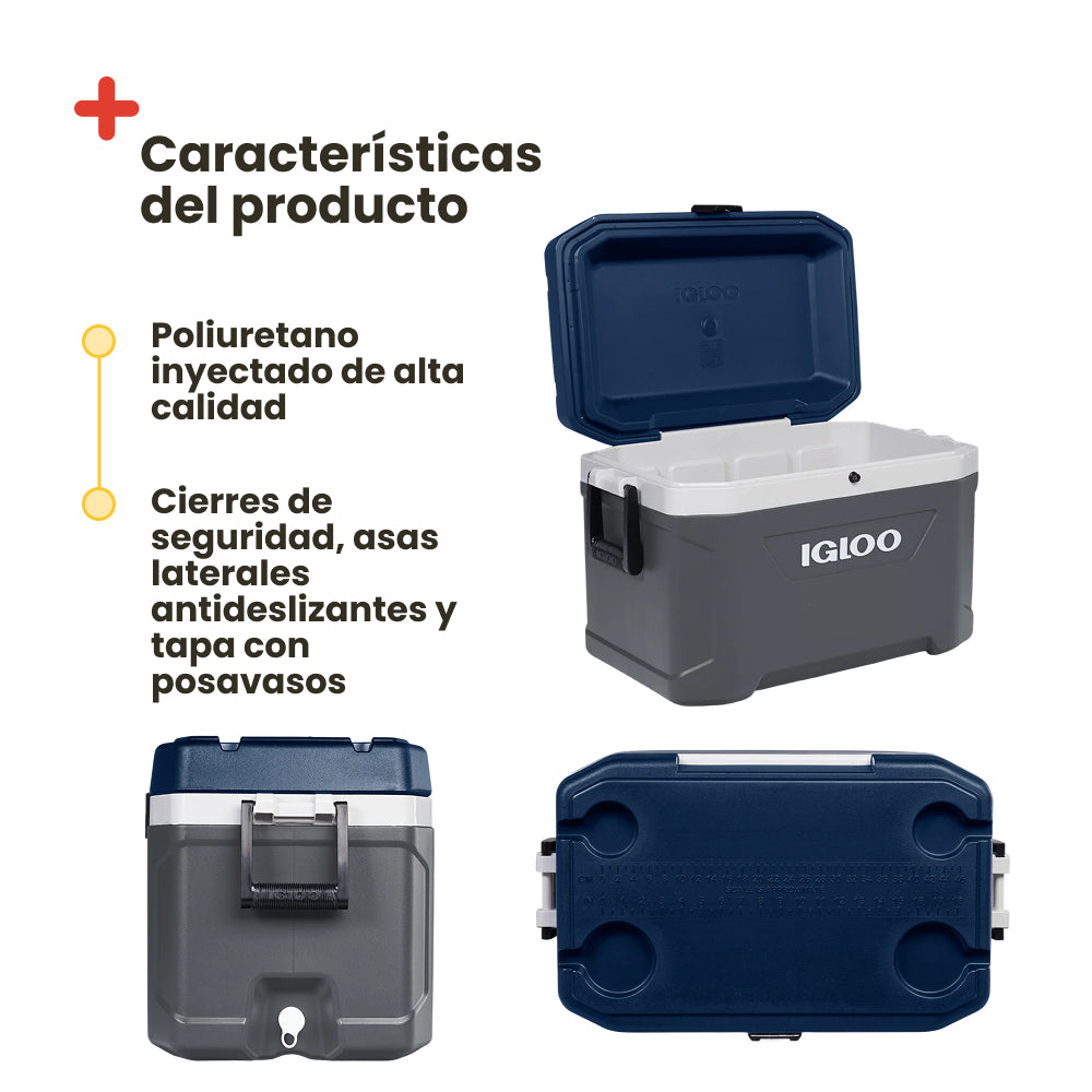 Nevera rígida portátil Igloo Latitude 54 Maxcold, 51 litros Carbon