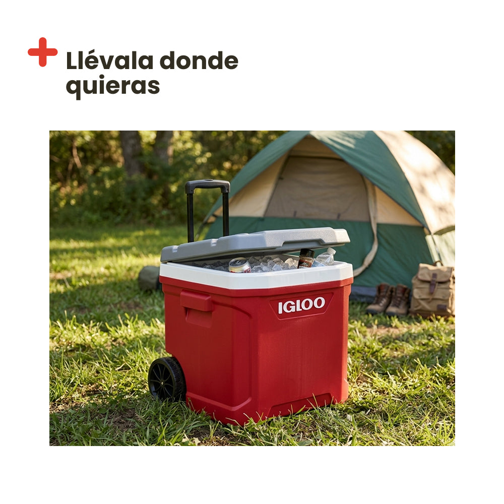Nevera Portatil IGLOO Latitude 60 ROLLER ROJA