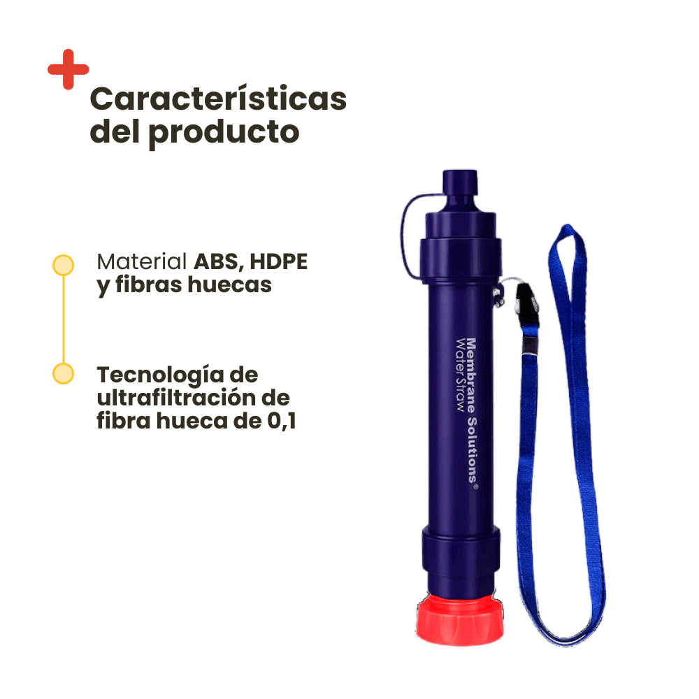 Filtro portátil de agua de supervivencia