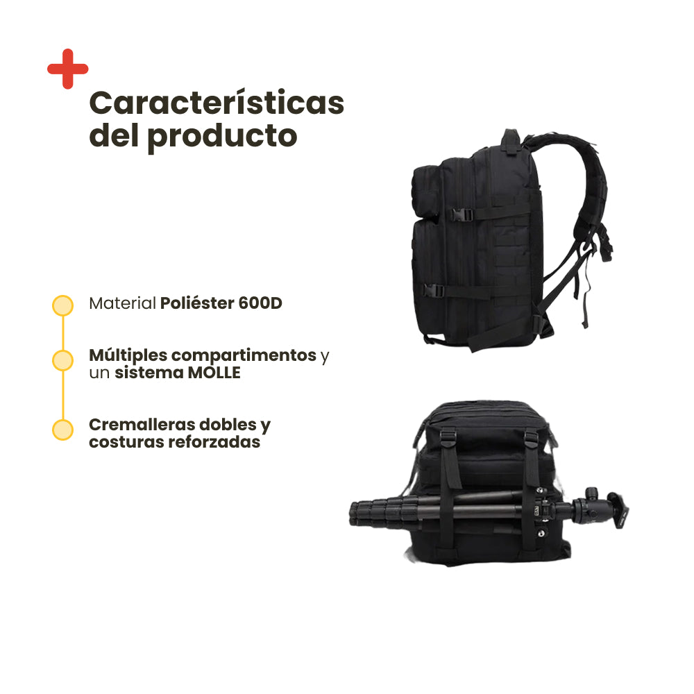 Mochila Táctica estilo Militar. 56L Negra
