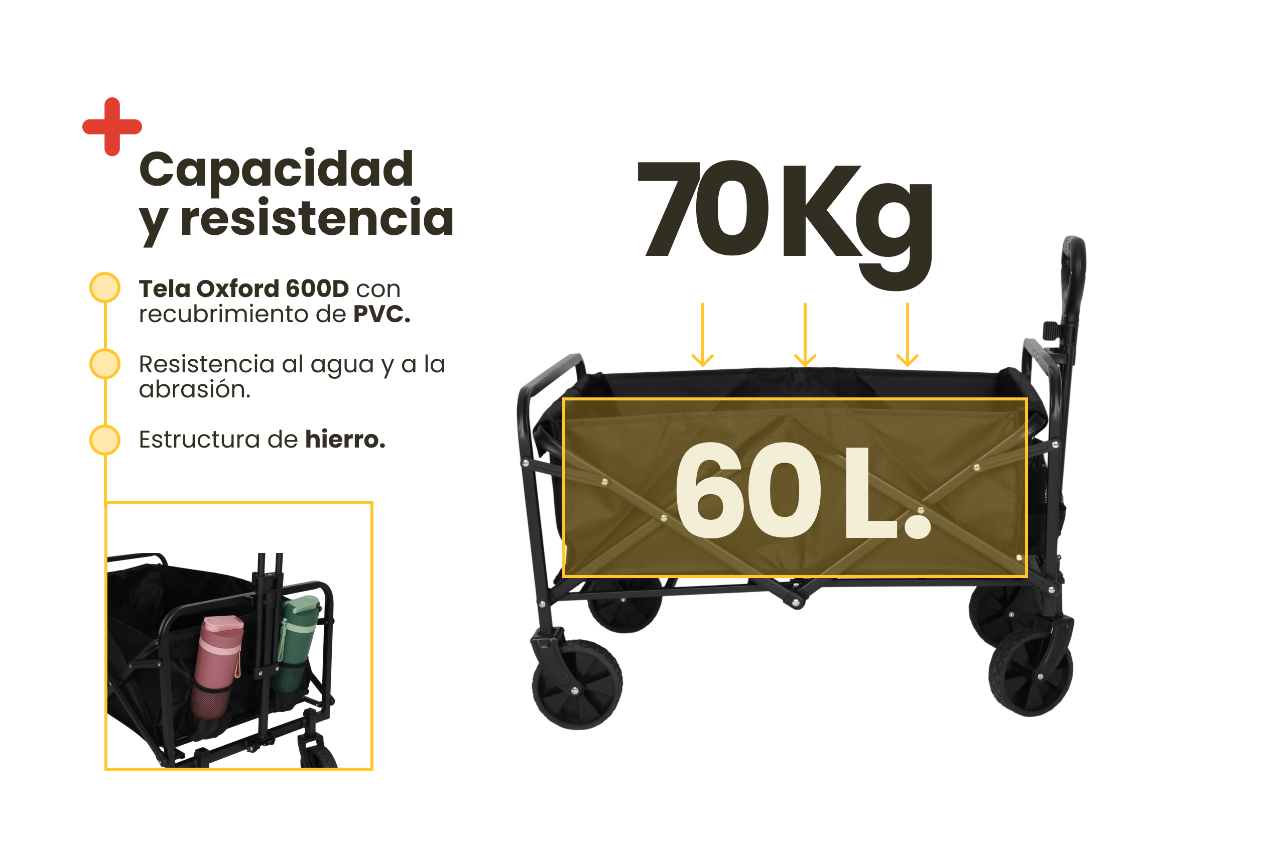 Carrito plegable de transporte 60L