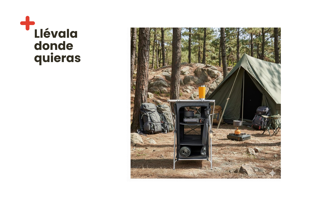 Mueble de Cocina Plegable para Camping con Estanterías