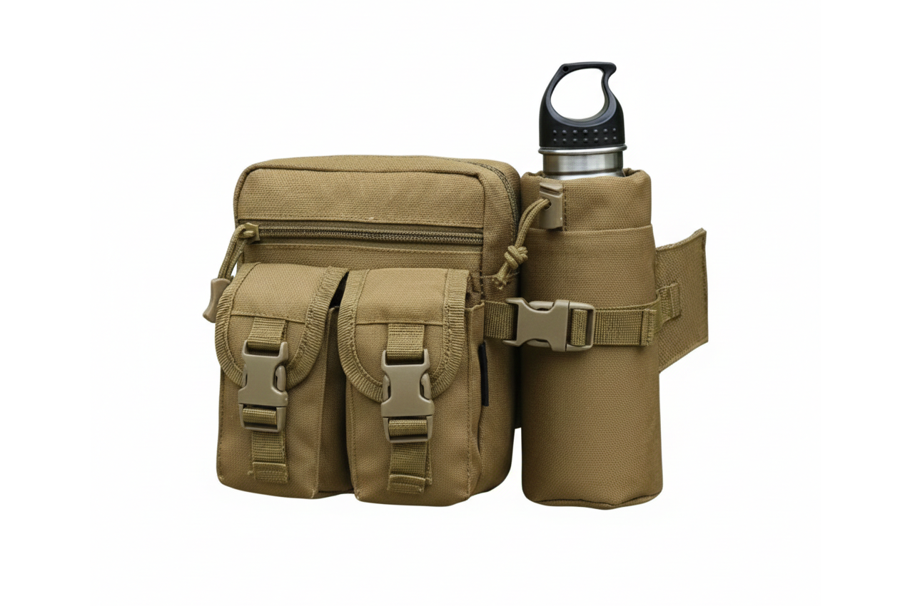 Riñonera Táctica con Botella de Aluminio Inuitz