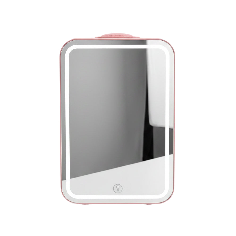 Mini Nevera Rosa para cosméticos con espejo LED - 8 litros