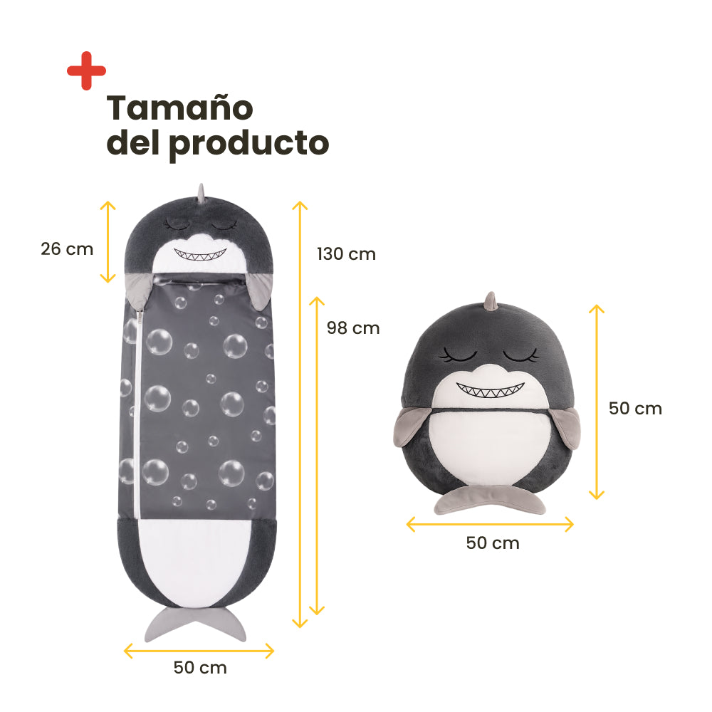 Saco de Dormir de Tiburon Infantil - Algodón 130x50 – Ligero, Cómodo y Seguro