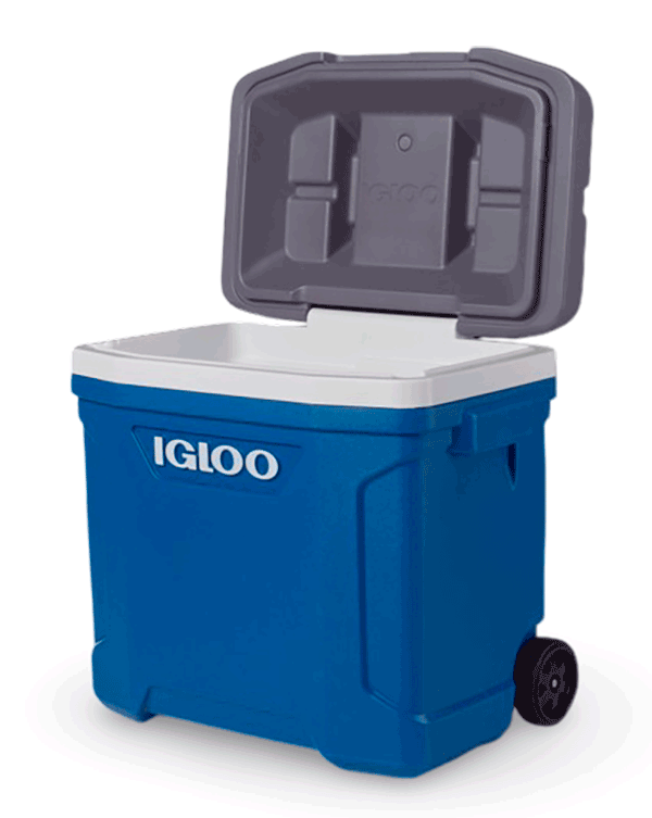nevera portatil azul con ruedas igloo 30 litros