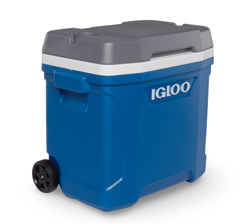 nevera portatil azul igloo con ruedas lataeral