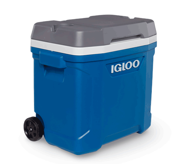 nevera portatil azul igloo con ruedas lataeral