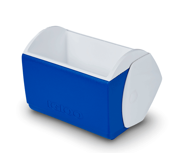 nevera portatil igloo playmate pequeña 12 litros azul abierta