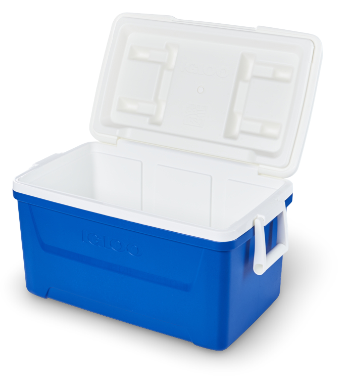 nevera portatil igloo laguna 48 azul abierta