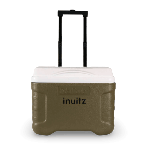 nevera portatil con ruedas inuitz verde 20 litros asa desplegada