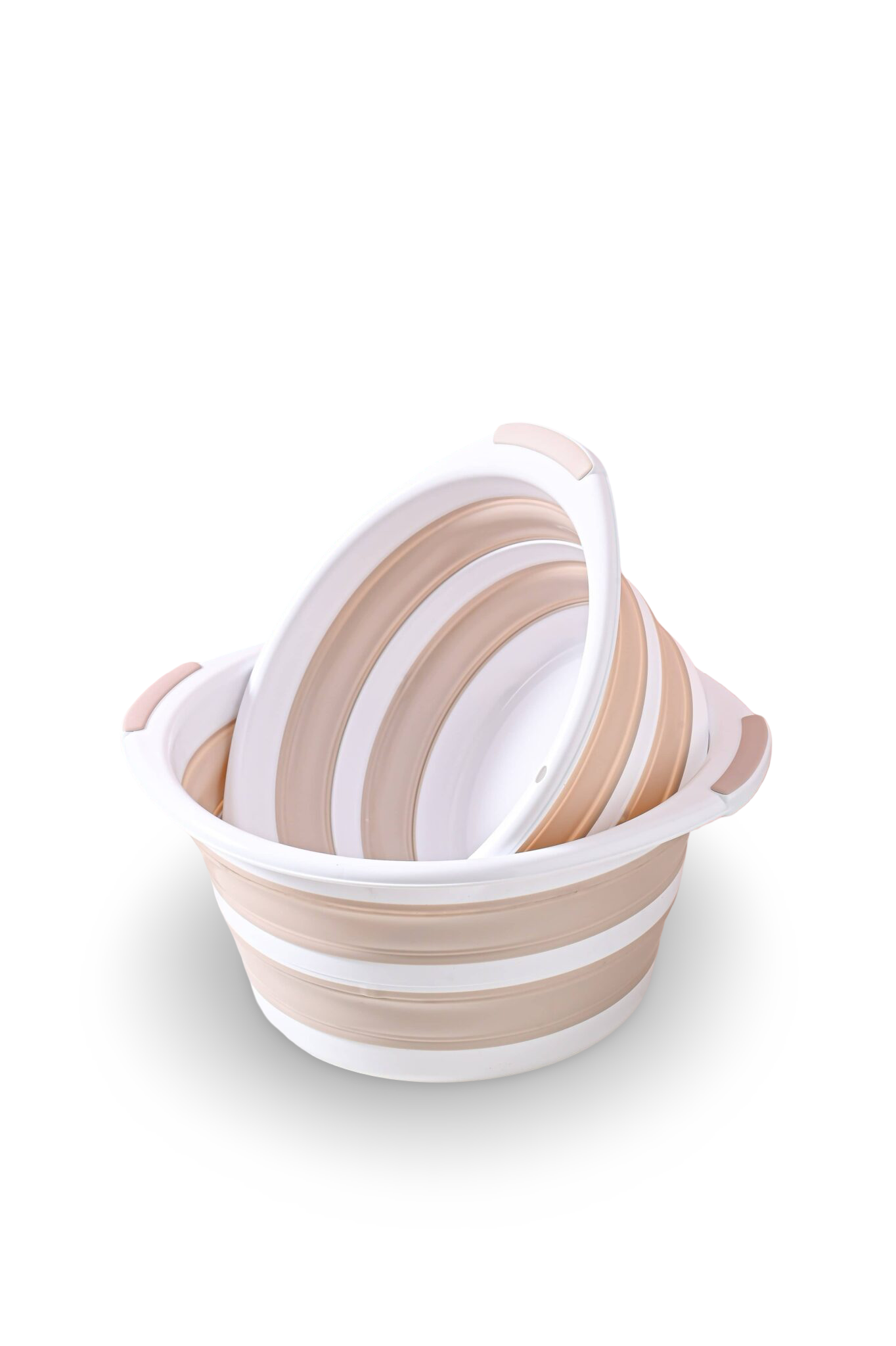 palangana beige y blanco