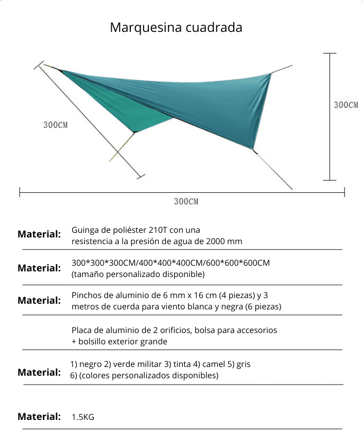 Toldo hexagonal impermeable