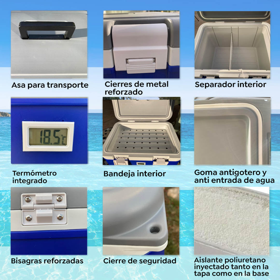 nevera portatil con termometro detalles