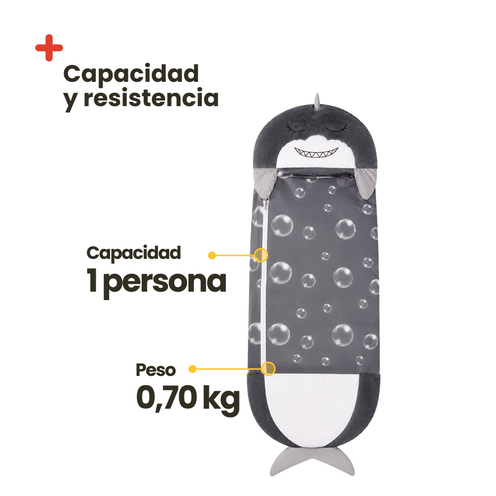 Saco de Dormir de Tiburon Infantil - Algodón 130x50 – Ligero, Cómodo y Seguro