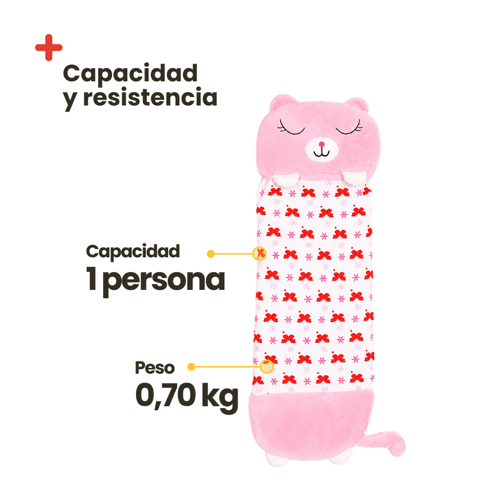 Saco de Dormir de Gatita Infantil - Algodón 130x50 – Ligero, Cómodo y Seguro
