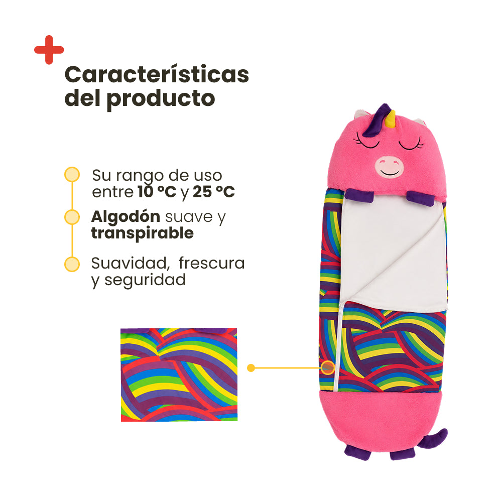 Saco de Dormir Infantil de Algodón 130x50 – Ligero, Cómodo y Seguro (Unicornio)