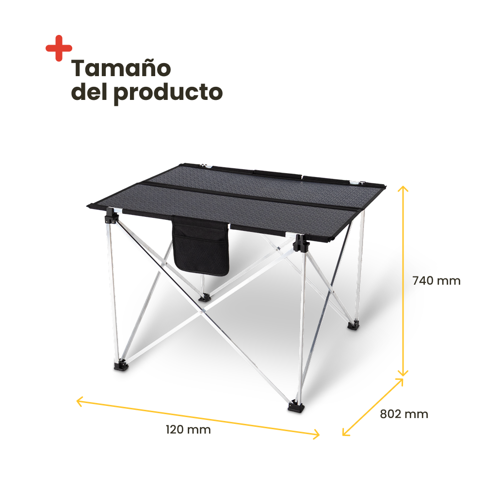Mesa plegable portátil con panel solar. 60W