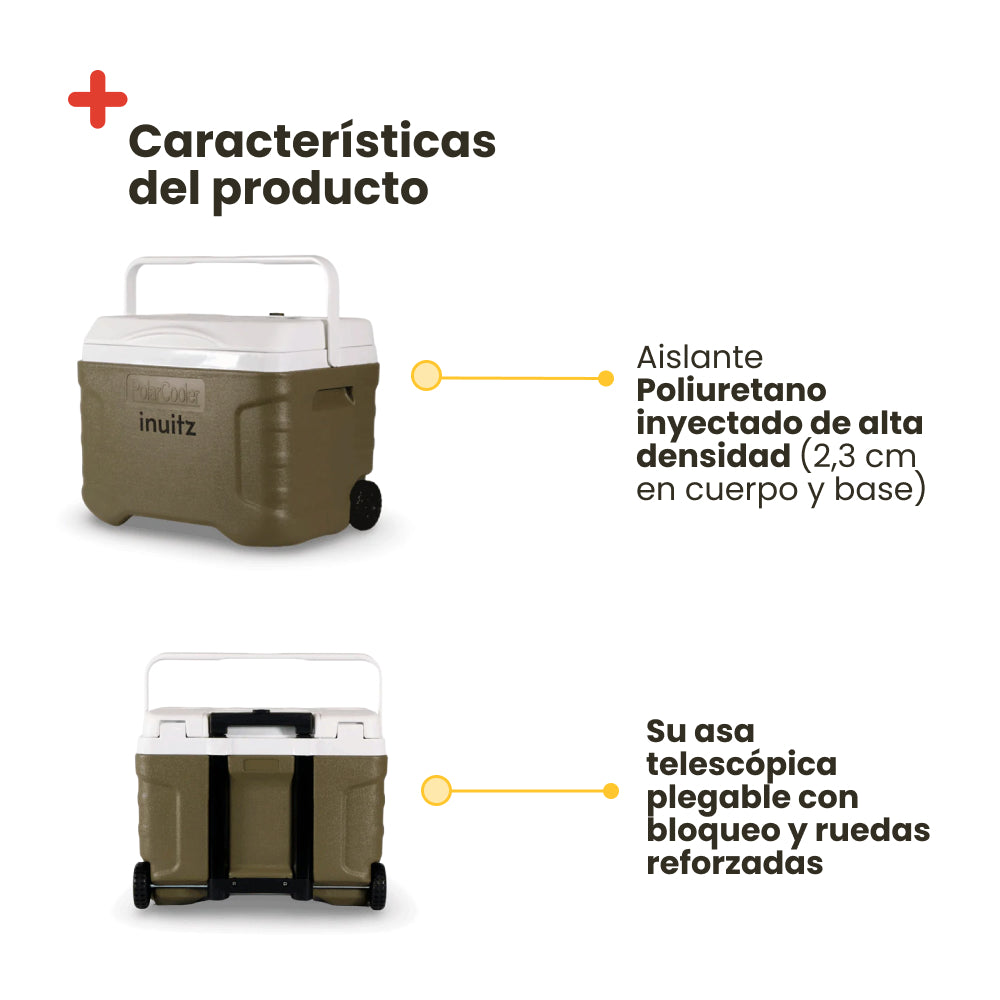 Nevera portátil con Ruedas INUITZ Compact Roller 20L verde
