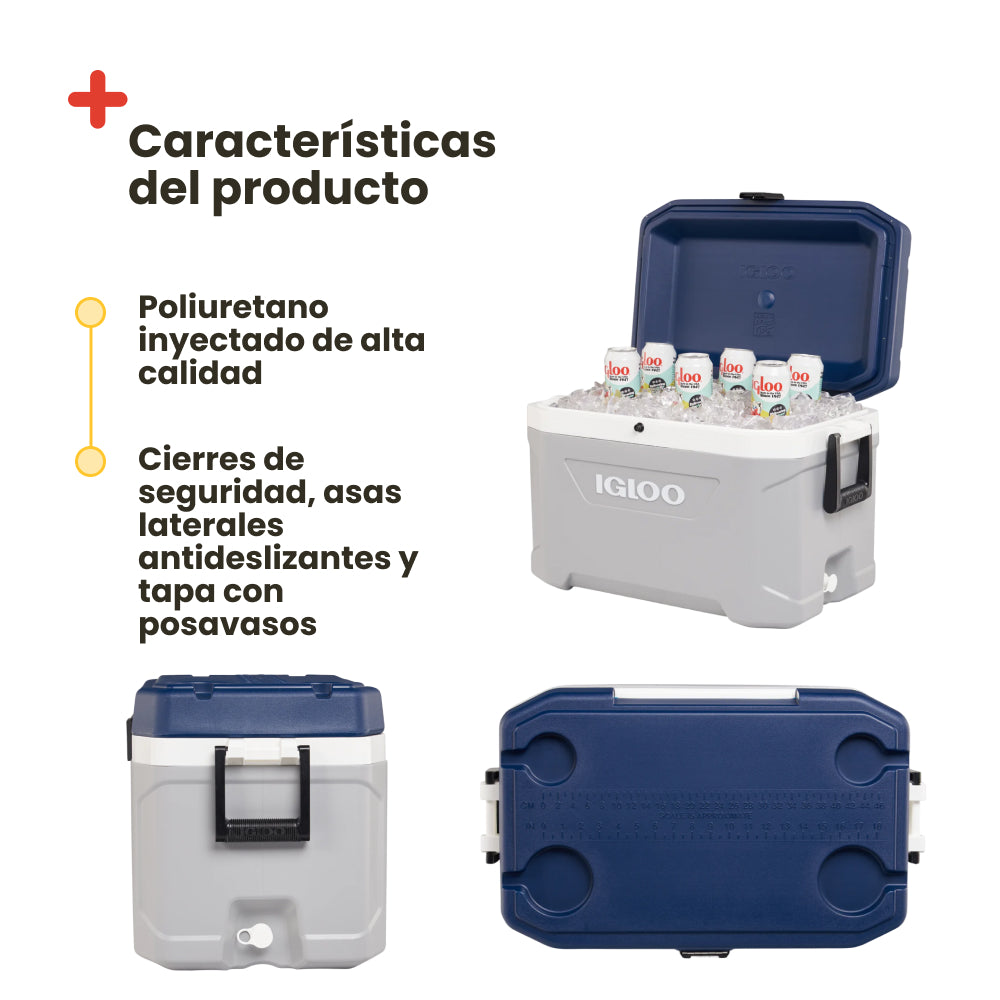 Nevera rígida portátil Igloo Latitude 54 Maxcold, 51 litros