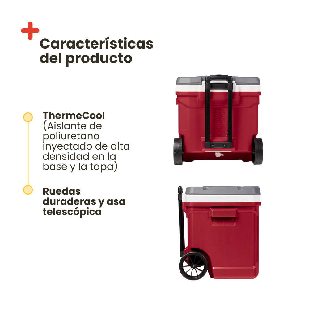 Nevera Portatil IGLOO Latitude 60 ROLLER ROJA
