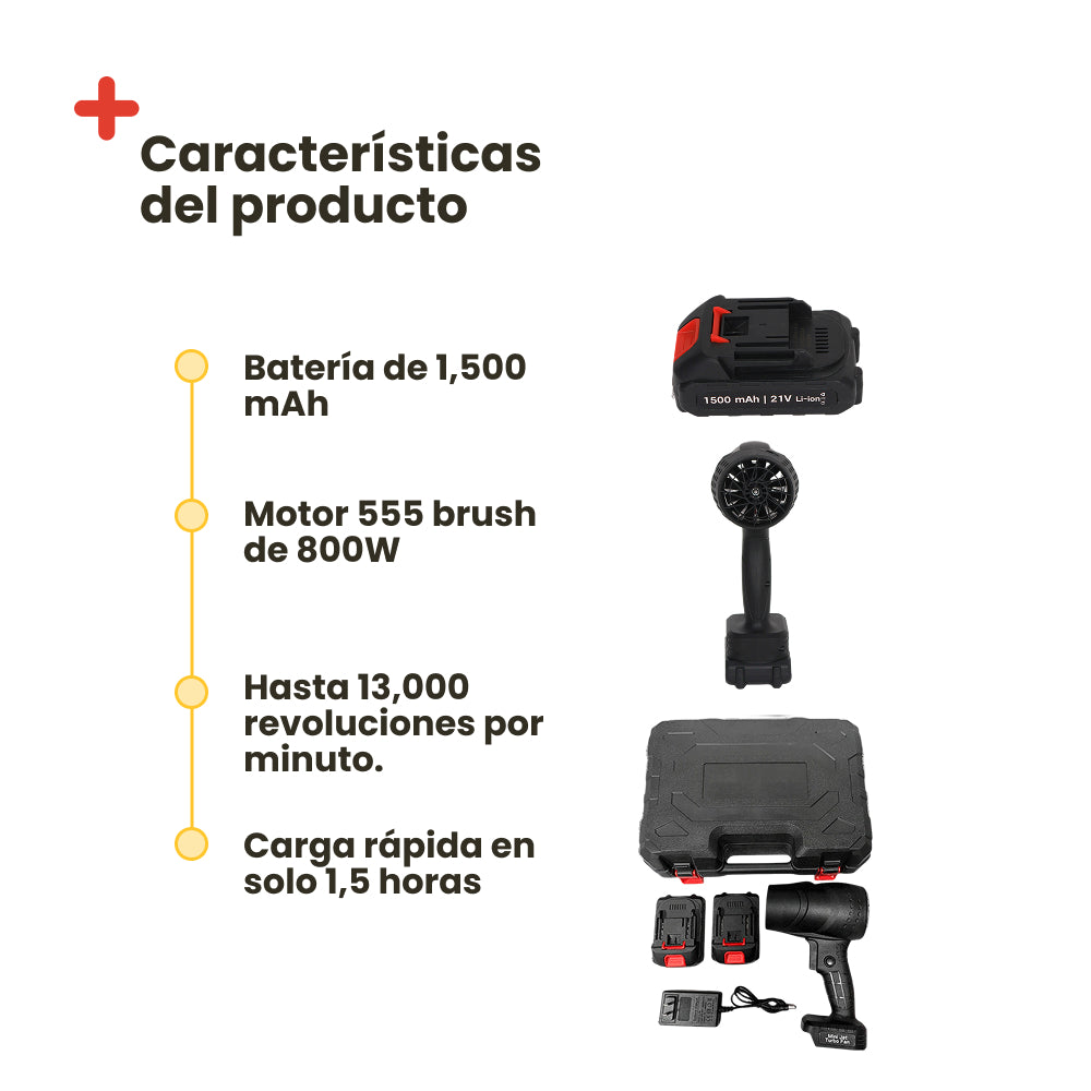 Turbo soplador-limpiador de camping. Negro