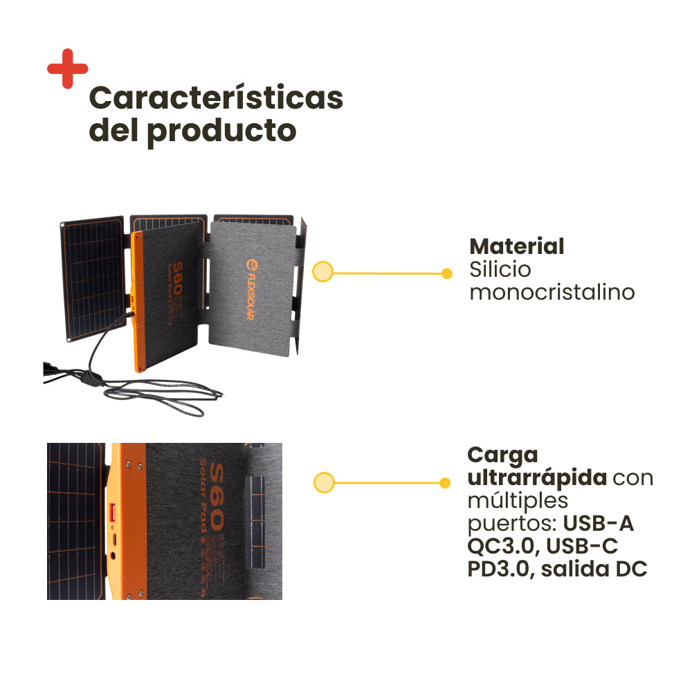 Placa solar flexible 60W