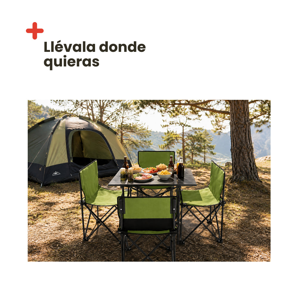 Set de Mesa y 4 Sillas Plegables de Camping
