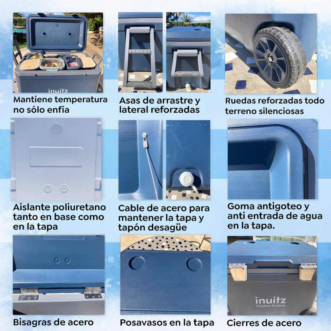 nevera portatil inuitz 70 litros con ruedas detalles