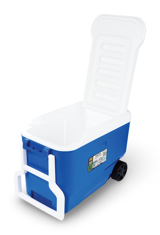 nevera portatil con ruedas igloo wheelie cool abierta
