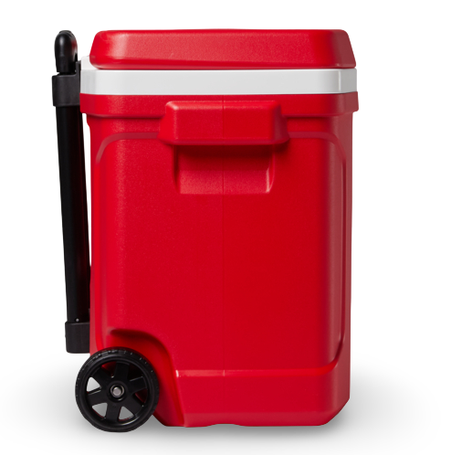 nevera portatil con ruedas igloo 26 litros roja lateral