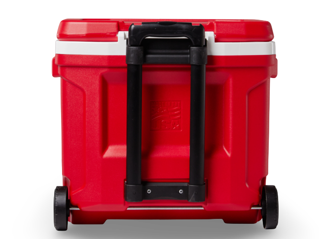 nevera portatil con ruedas igloo 26 litros roja trasero